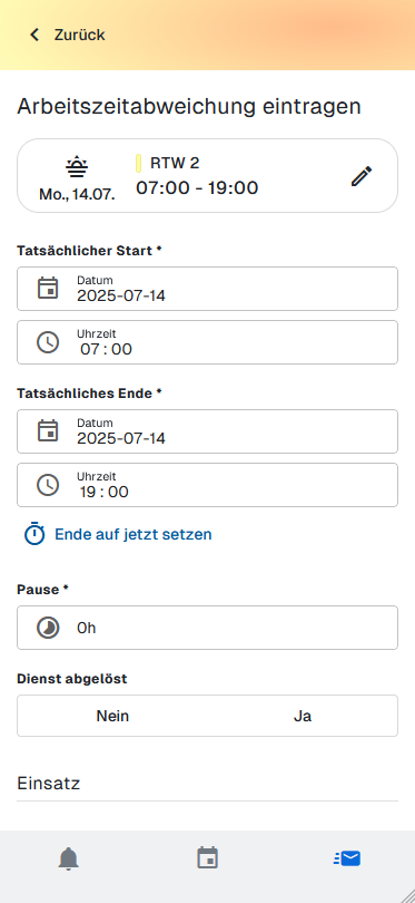 Arbeitszeitabweichungen Mobile