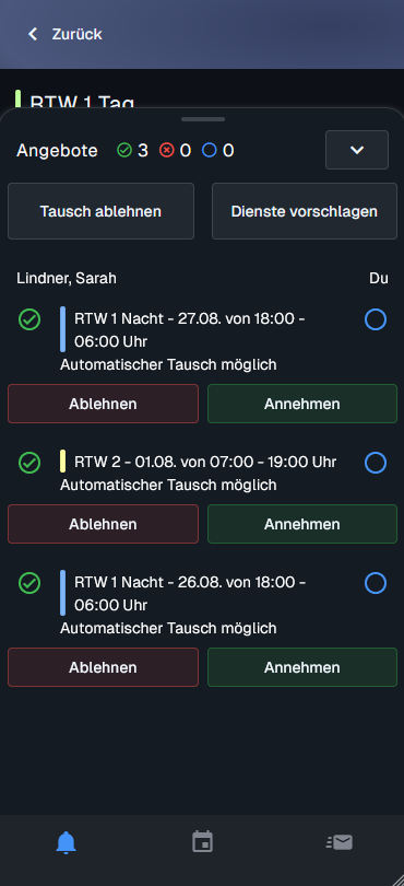 Dienstbörse Angebot annehmen