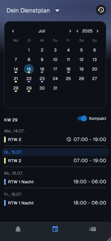 Persönlicher Dienstplan Mobile
